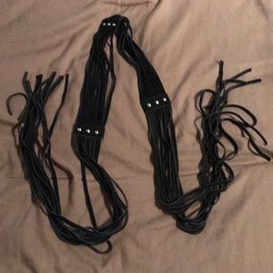 Black fringe belt